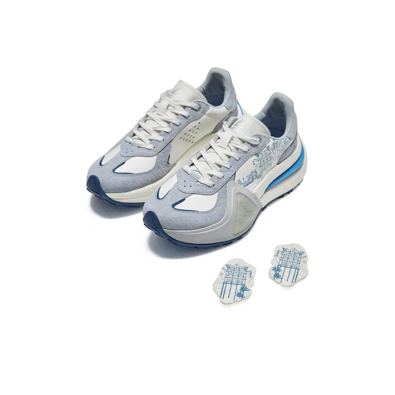 PEAK Guochuang Series Casual Shoes Men Low Top Light Gray Turquoise-2