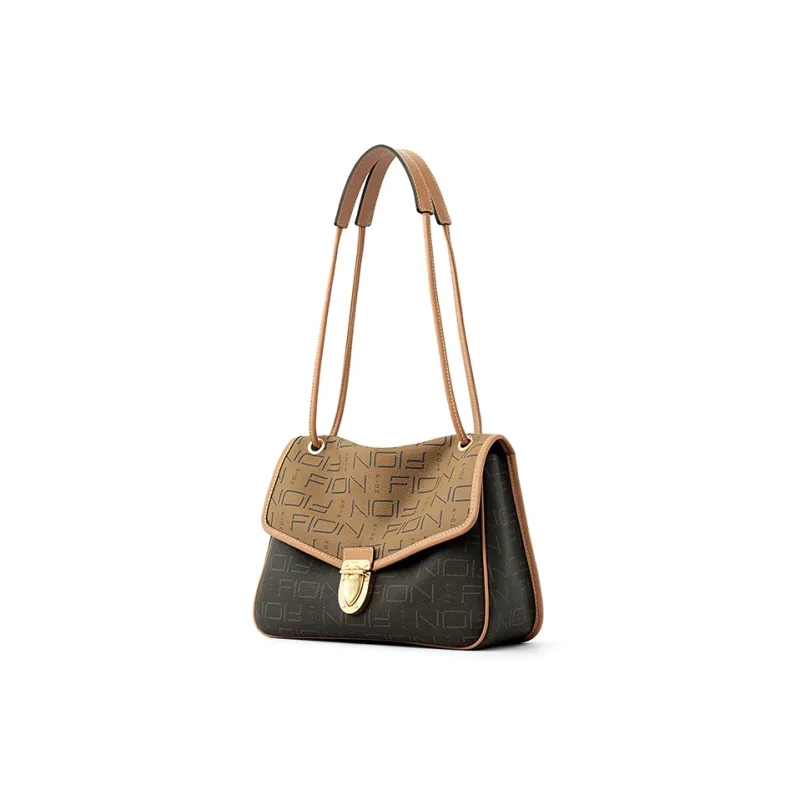 FION PVC Shoulder Bag Crossbody Bag For Women's Women's Coffee And Caramel-3