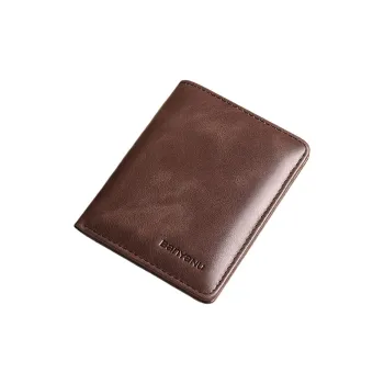Banyanu Cow Leather Wallets Card Holders Regular Men's Black/Coffee/Khaki/Blue/Apricot Yellow