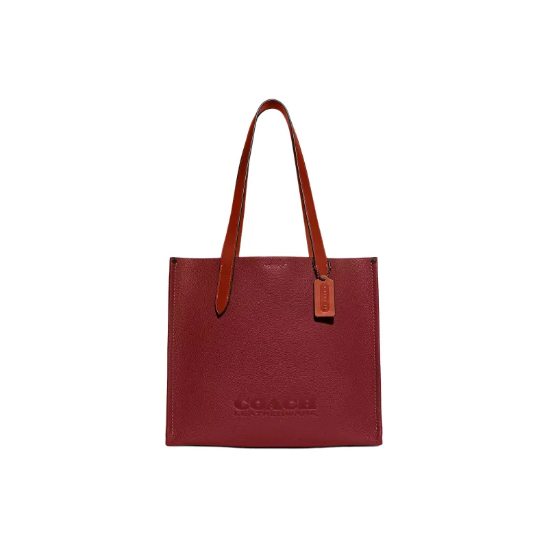 COACH Relay Leather Tote Bag, Shopping Bag, Shoulder Bag, Handbag Tubas Men's Gemstone Red-0
