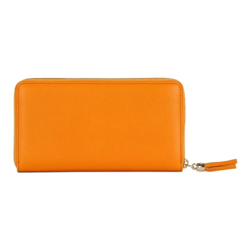 GUCCI Leather Card Holder Wallet Women's Orange-2