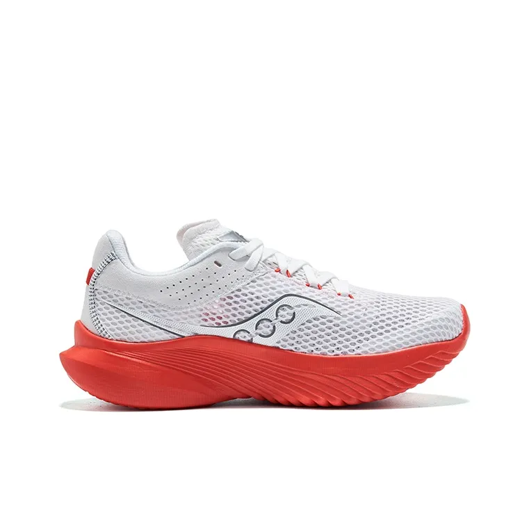 Saucony Kinvara 14 Cushioned Slip Resistant Low Top Training Running Shoes Women's White Red-1