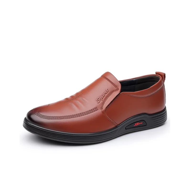 MODENGPAN Men's Casual Shoes Men Low Top Black/Brown-8