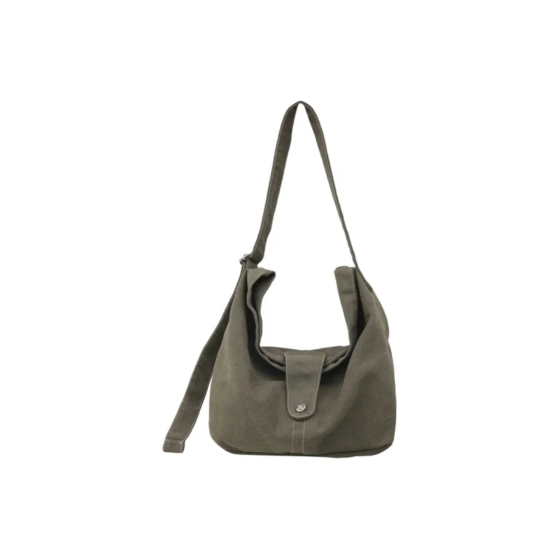 Deli Bear Canvas Canvas Bag Solid Color Crossbody Bag Shoulder Bag Regular Unisex Black/Green Brown Gray-5