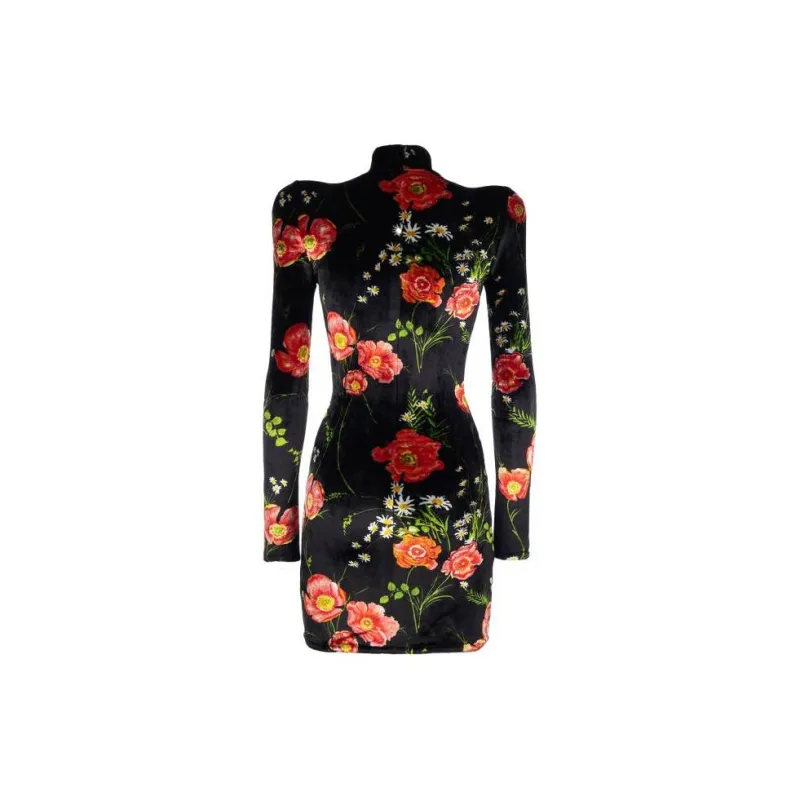 Balenciaga Flower Print Long-Sleeve Dress-1
