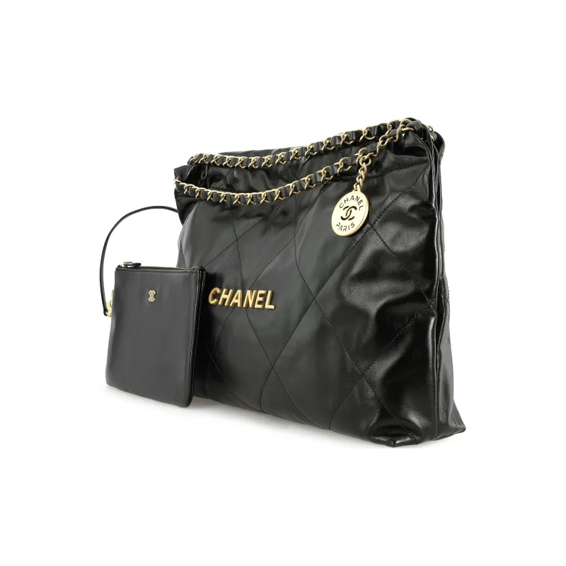 CHANEL 22Bag Leather Handbag, Shoulder Bag Women's Black-1