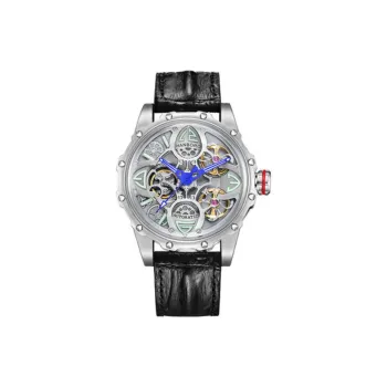 HANBORO Automatic Mechanical Movement Genuine Leather Strap Watch Men's Watches White Dial HBR8854-PBH
