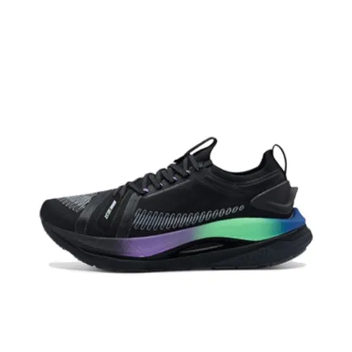 XTEP Cushioning Wear Resistant Low Top Running Shoes Men's Black Mauve Neon Green