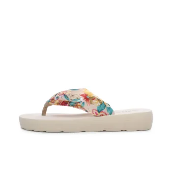 XMISTUO Bohemian Gold Satin Wedge Heel Sandal With Adjustable Strap Flip Flops Women's