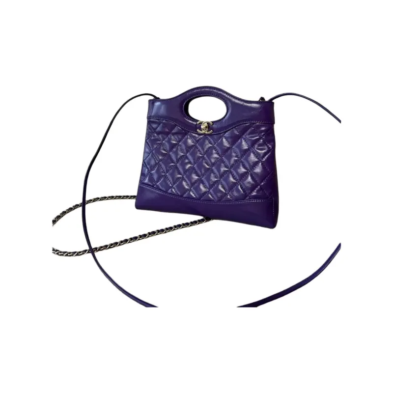 CHANEL Calfskin One Shoulder Handbag Mini Women's Purple-1