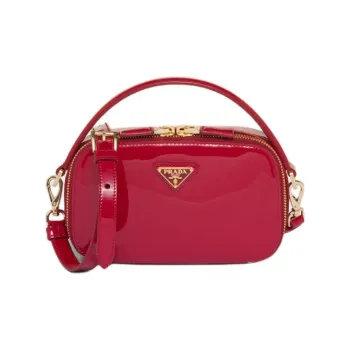 PRADA Patent Leather Handbag Shoulder Bag Crossbody Bag Mini Women's Cherry Red