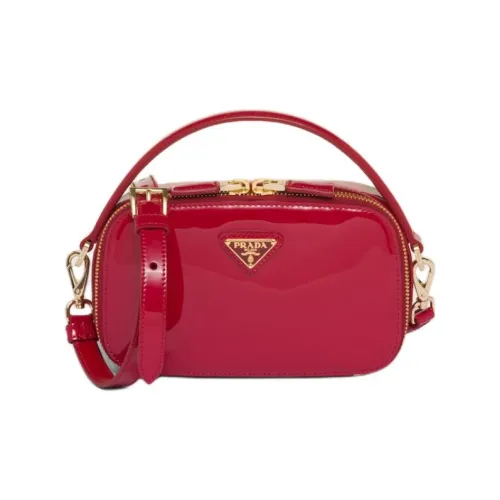PRADA Patent Leather Handbag Shoulder Bag Crossbody Bag Mini Women's Cherry Red
