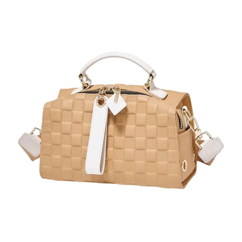 Marino Orlandi Cow Leather With Synthetic Leather One Shoulder Handbag Tubas Women's Cookie Yellow/Ecru-2