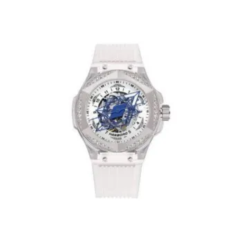 HANBORO Cyan Collection Automatic Mechanical Movement Silicone Strap Watch Men's Watches White Dial