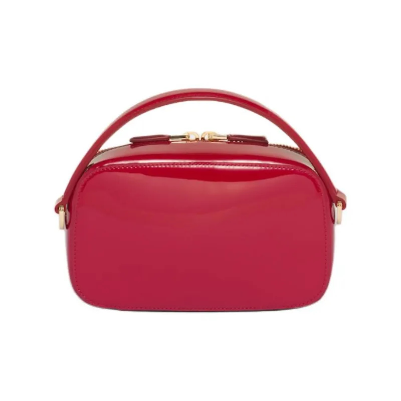 PRADA Patent Leather Handbag Shoulder Bag Crossbody Bag Mini Women's Cherry Red-2