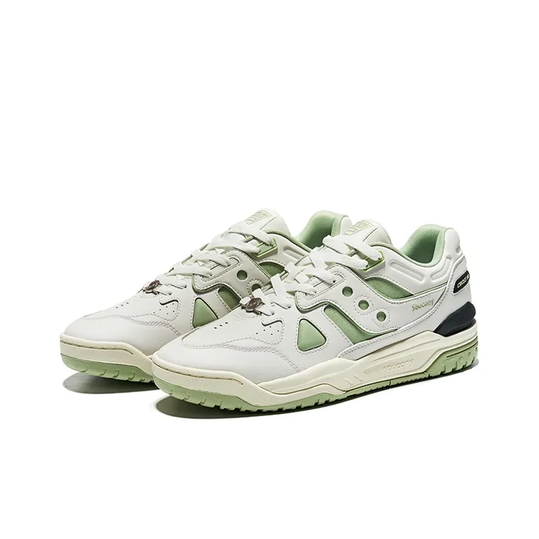 Saucony Cross 90 Anti Slip Cushioning Warm Low Top Running Shoes Unisex White Green-2