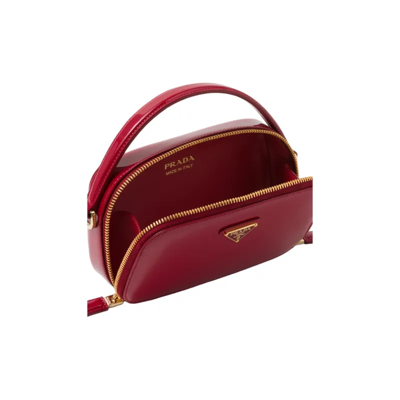 PRADA Patent Leather Handbag Shoulder Bag Crossbody Bag Mini Women's Cherry Red-4