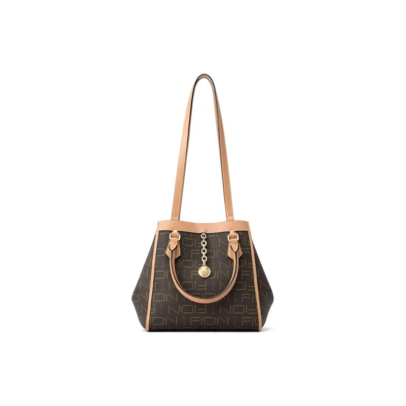 FION Fabric Tote Bag, Shoulder Bag Trumpets Women's Coffee/Blue-3