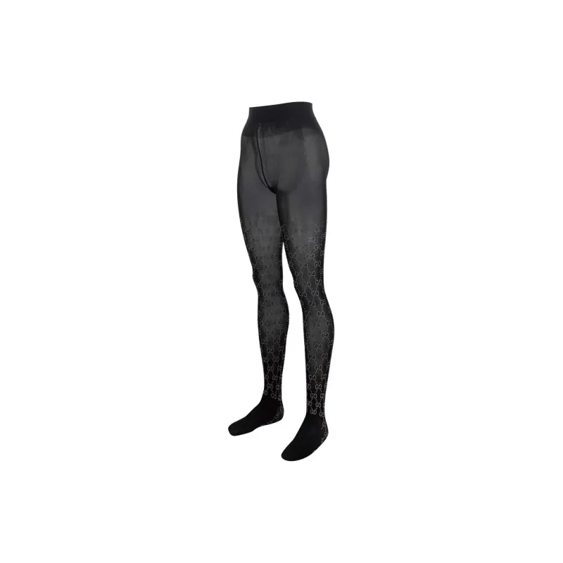 GUCCI Gg Embroidered Crystal Tights Black-2