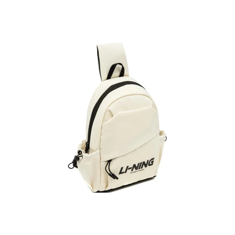 LiNing Sports Life Collection Polyester One Shoulder Crossbody Bag, Sling Bag Regular Unisex Ecru-2