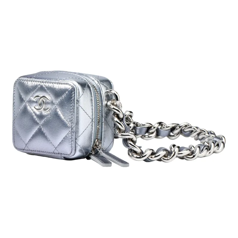 CHANEL Lambskin Shoulder Bag, Crossbody Bag Women's Silver Purple-0