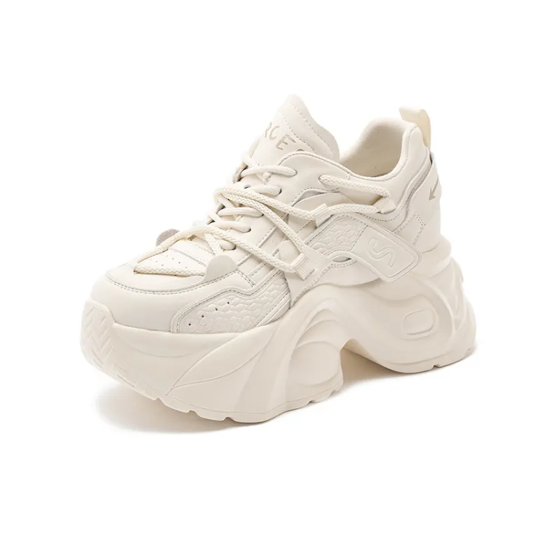 Milan Love Song Height Increasing Wear-Resistant Slip-Resistant Low-Top Chunky Sneakers 8cm Women's-0