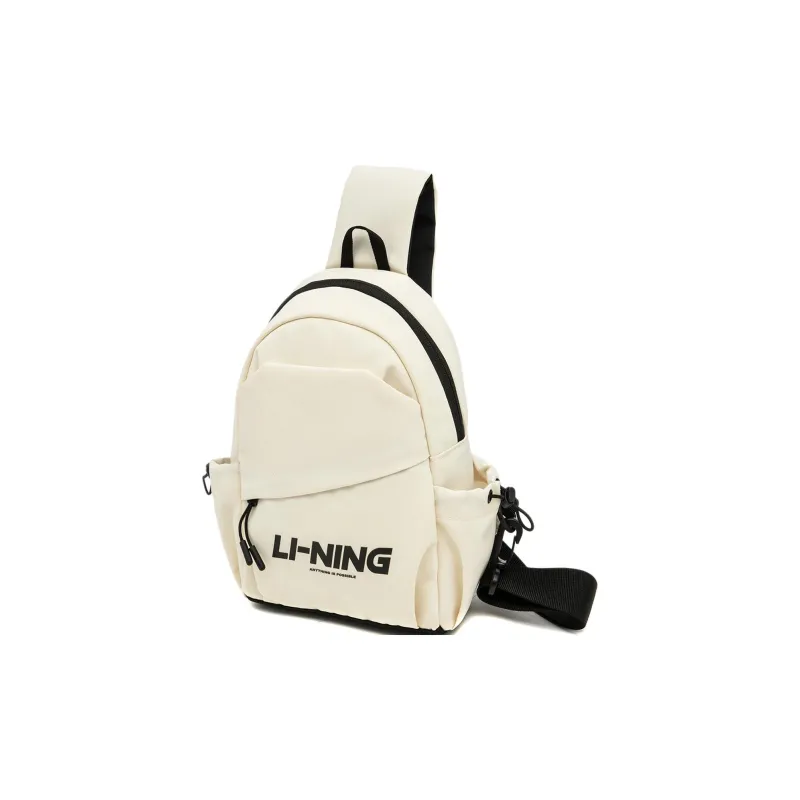 LiNing Sports Life Collection Polyester One Shoulder Crossbody Bag, Sling Bag Regular Unisex Ecru-1