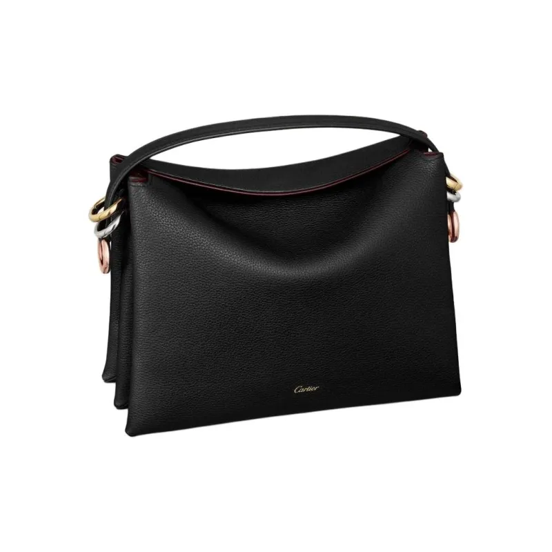 CARTIER Trinity Series Grain Calfskin Shoulder Bag, Crossbody Bag, Handbag Women's Black-1
