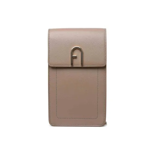 Furla Soft Nappa Leather Shoulder Bag, Crossbody Bag Mini Unisex Light Umber