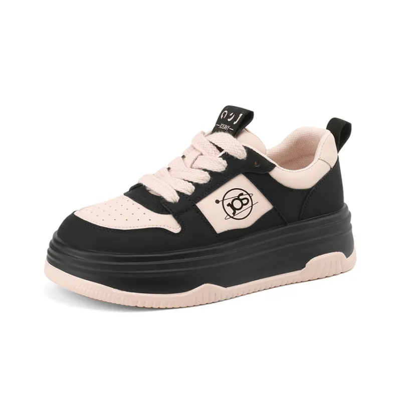 JOSINY Skateboard Shoes Women's Low Top Beige Brown/Beige Black-5