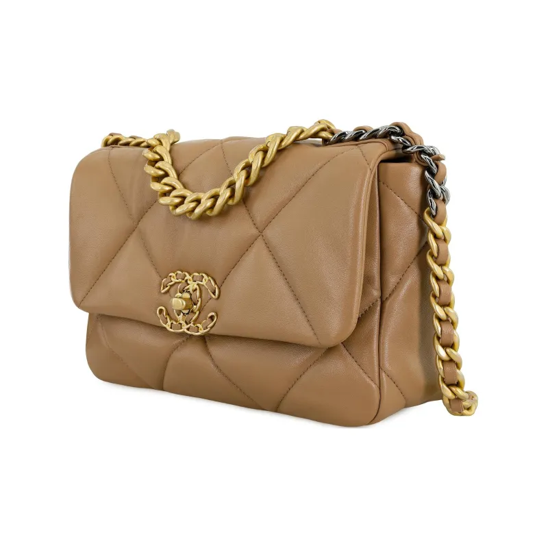 CHANEL 19Bag Sheepskin Shoulder Bag, Crossbody Bag Trumpets Women's Brown-1