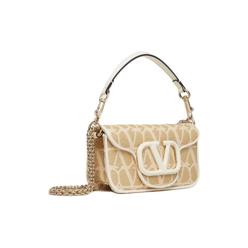 Valentino MINI LOCÒ Raffia Shoulder Bag Crossbody Bag Handbag Women's Natural Composite Ivory White-1