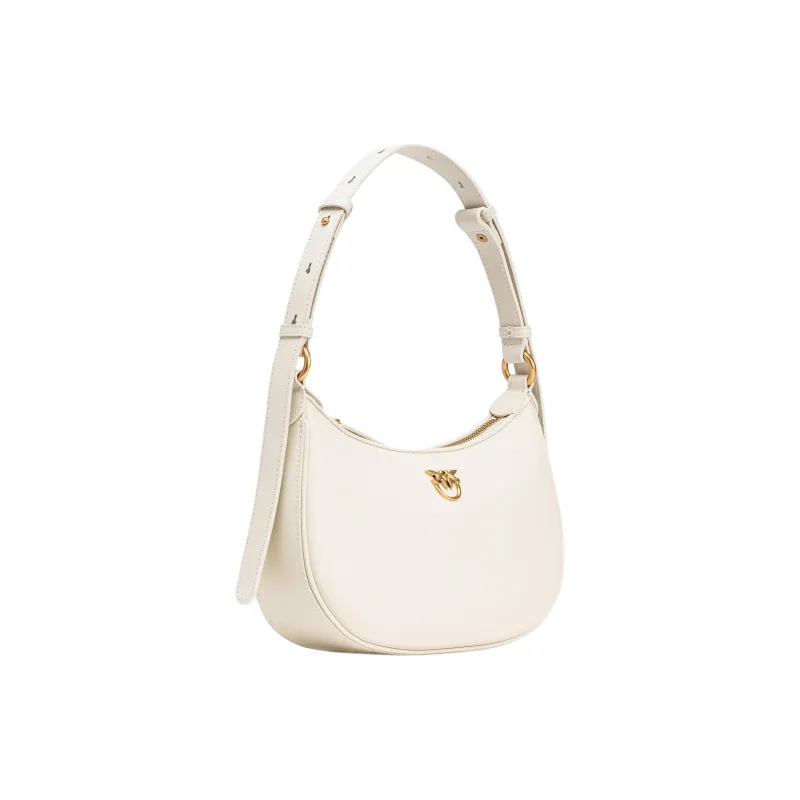 PINKO Love Birds Series Cow Leather Handbag, Shoulder Bag Women's White-1