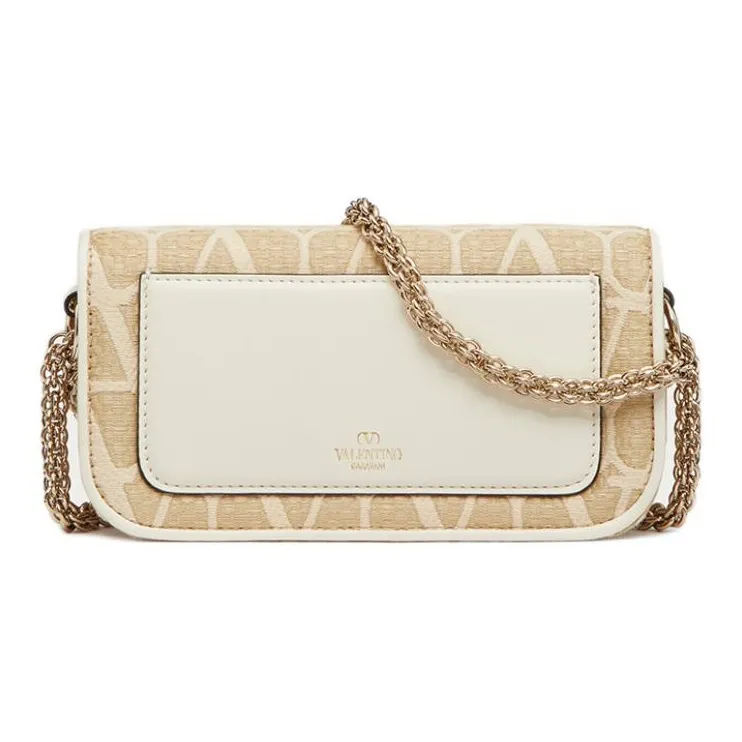 Valentino MINI LOCÒ Raffia Shoulder Bag Crossbody Bag Handbag Women's Natural Composite Ivory White-4