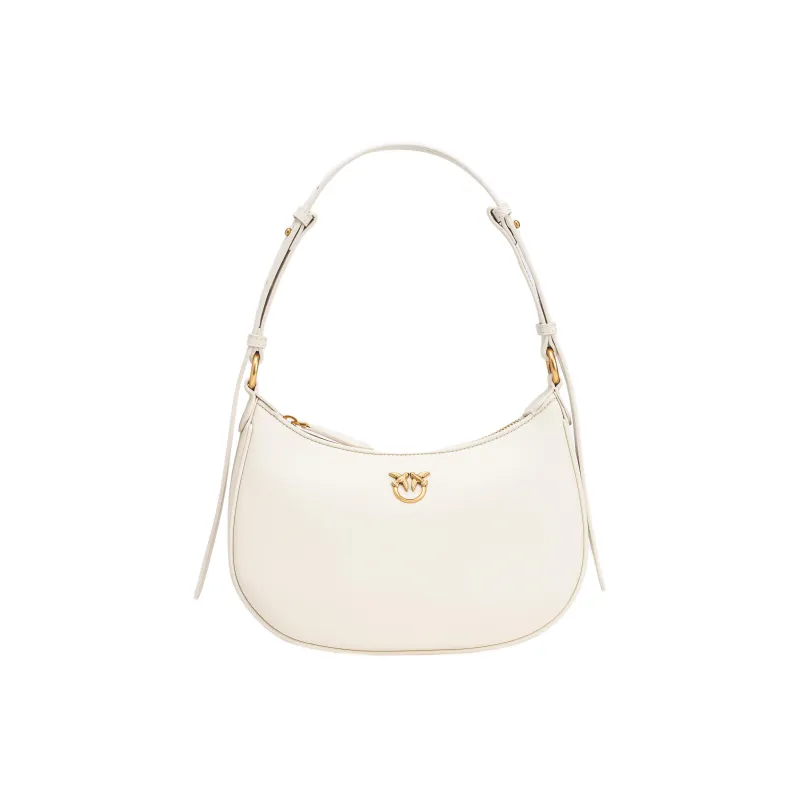 PINKO Love Birds Series Cow Leather Handbag, Shoulder Bag Women's White-0