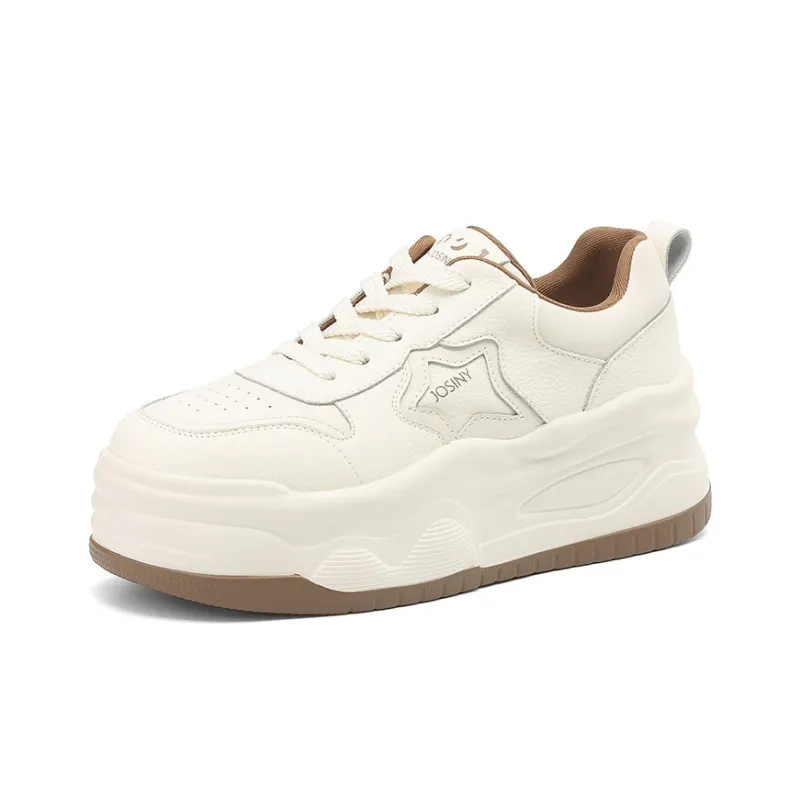 JOSINY Skateboard Shoes Women's Low Top Beige Brown/Beige Black-10