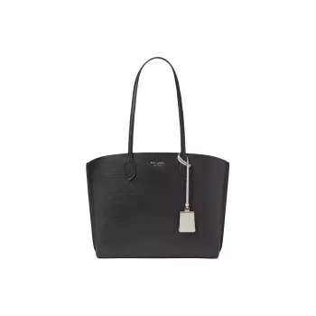 Kate Spade Cross-Stitch Leather Tote Bag Shopping Bag Shoulder Bag Handbag Women's Black