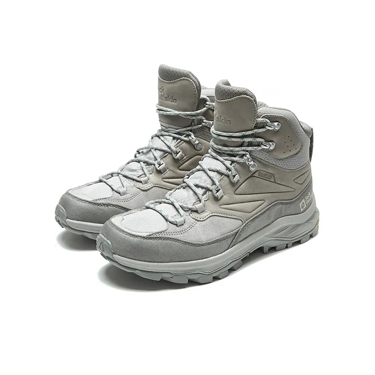 Jack Wolfskin Waterproof And Breathable High-Top Trekking Shoes Men's Gray Yellow-7