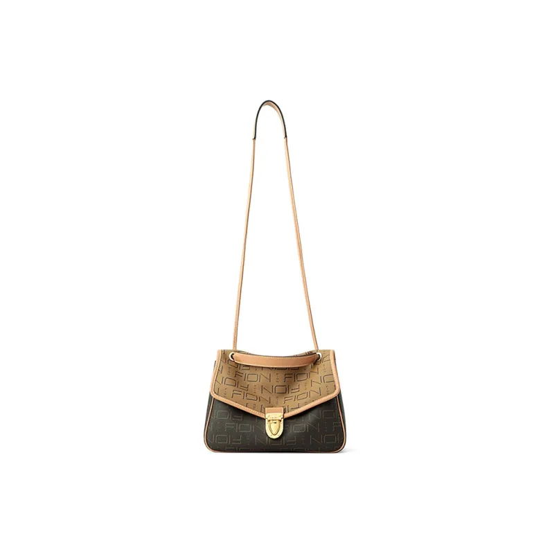FION PVC Shoulder Bag Crossbody Bag For Women's Women's Coffee And Caramel-4