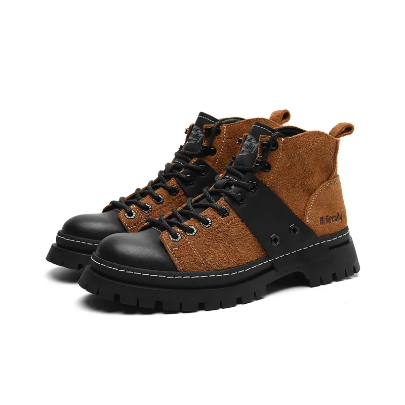 HLA Work Boots Men High Top Brown-1