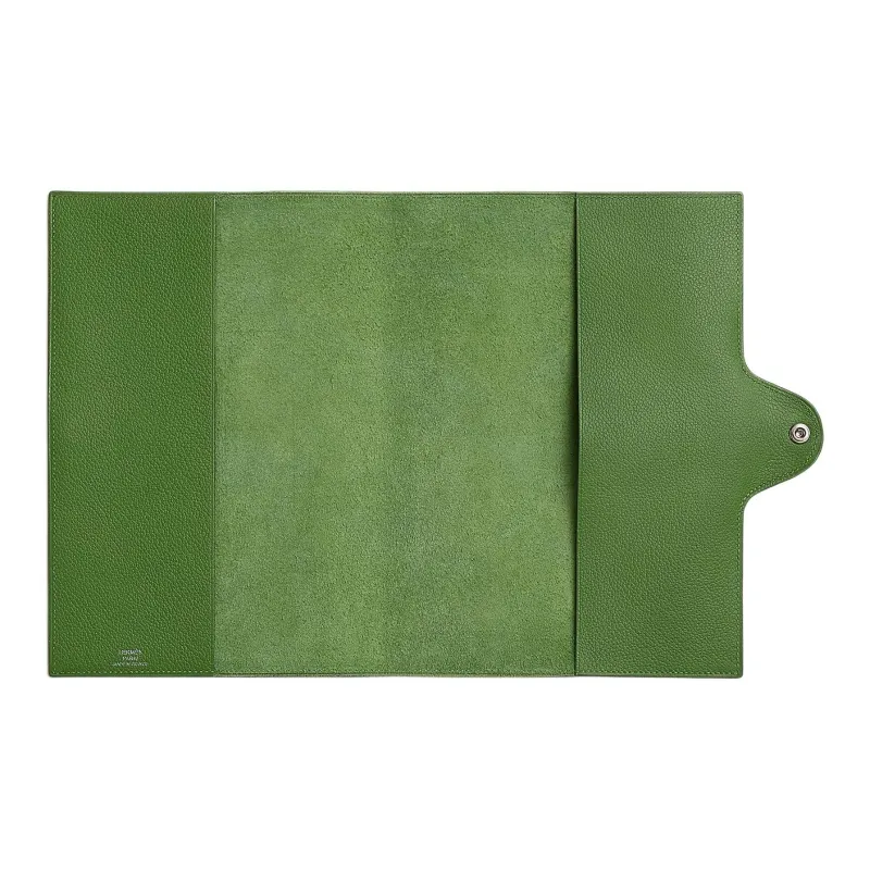 HERMES Evercolor Calfskin Storage Bag Unisex A8 Yuka Ribbon Green-1