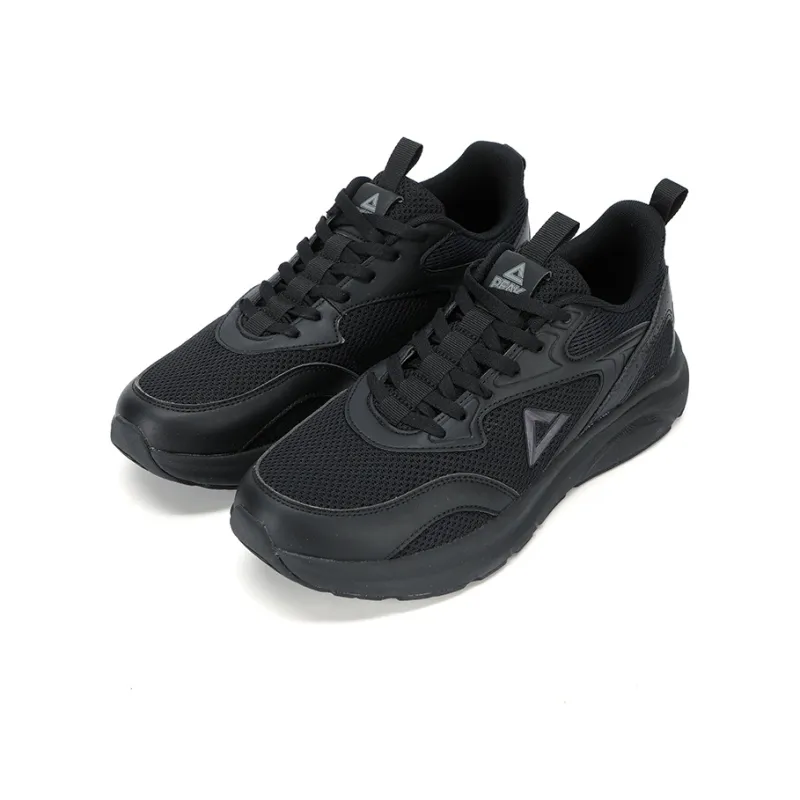PEAK Cushioning Lightweight Rebound Low Top Running Shoes Men's All Black-2