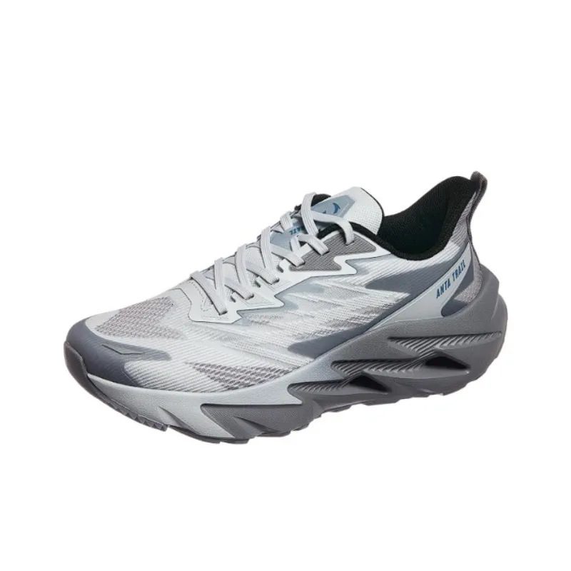 Anta Cushioning Wear Resistant Low Top Running Shoes Men's Gray White-0