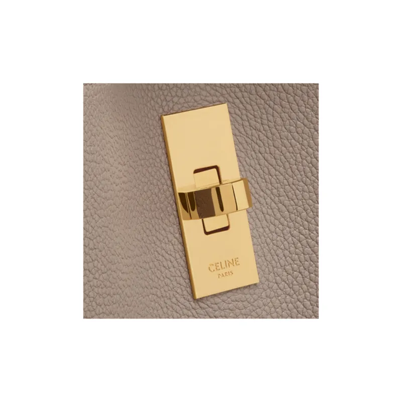 CELINE Soft Grained Cow Leather Handbag Women's Pebble Color-4