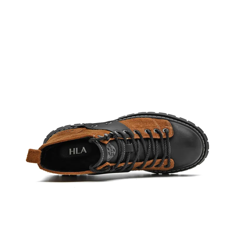 HLA Work Boots Men High Top Brown-2