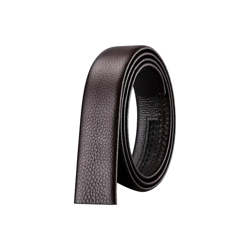 NIUMJ Buttonless Head Genuine Leather Plain Weave With Body Leather Belts Men's-0