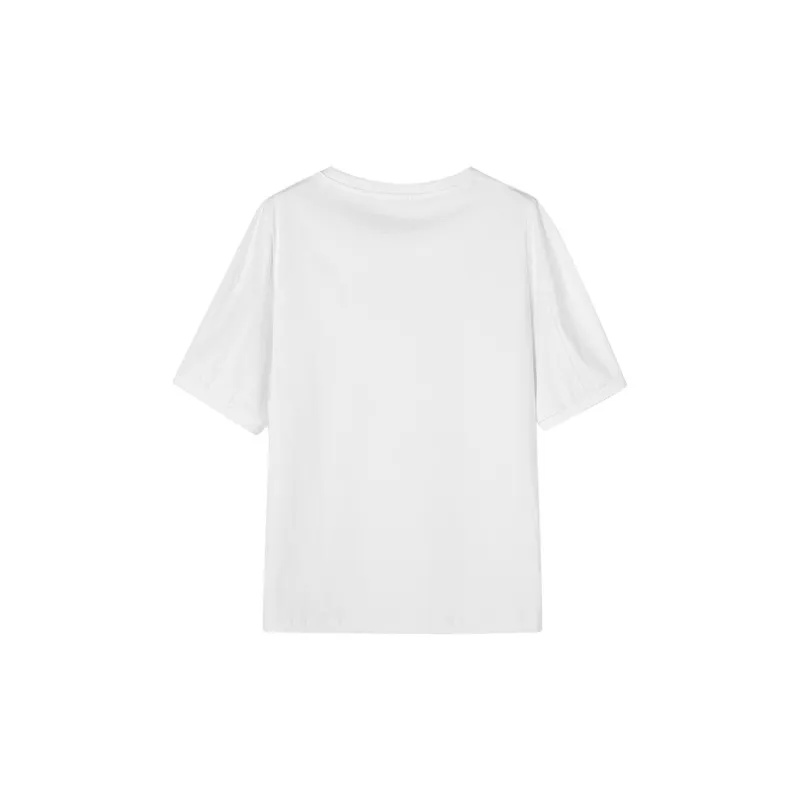 Demana Puff Sleeve T Shirt Women's White-1