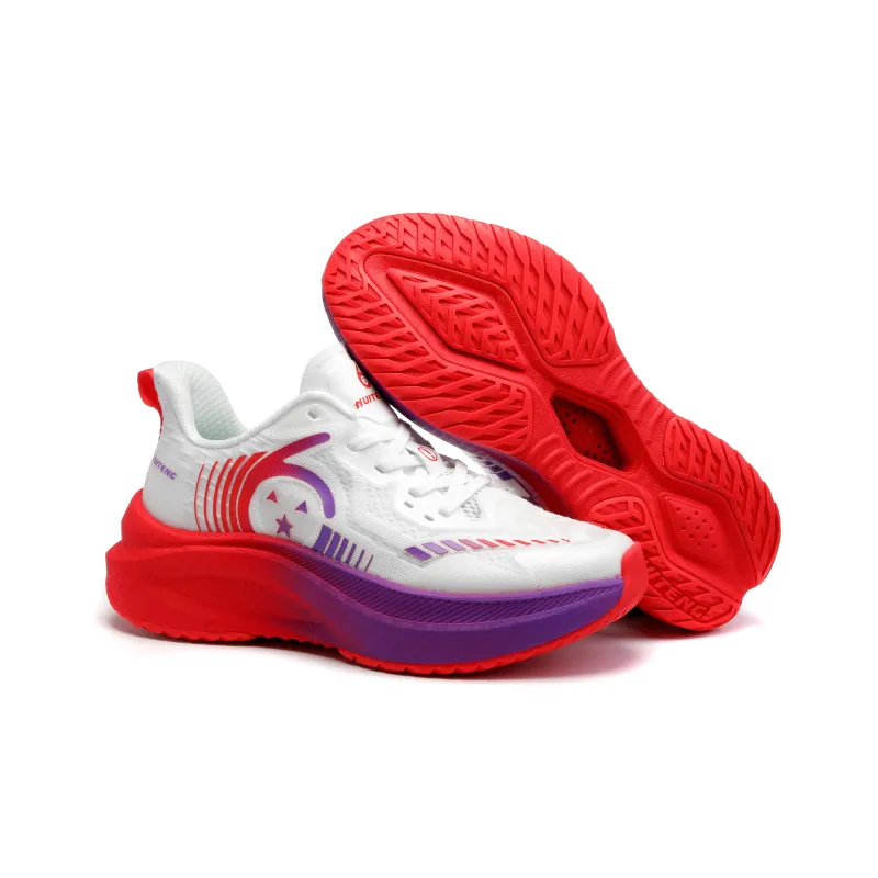 HUITENG Running Shoes Unisex Low Top Aurora Blue/Flame Red/Glacier White/Starry Black/Starry Pink-7