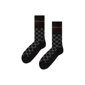 GUCCI FW23 Mid Calf Socks Unisex 1 Pack Black Gray
