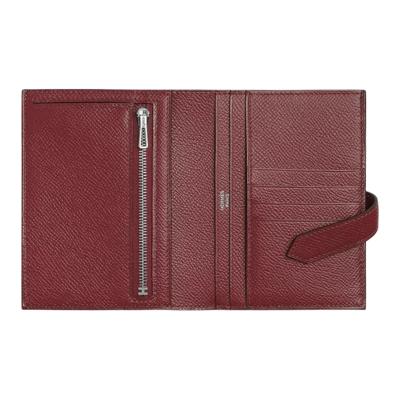 HERMES Bearn Epsom Calfskin Card Holder Wallet Women's 55 Rouge Hermes Red-1